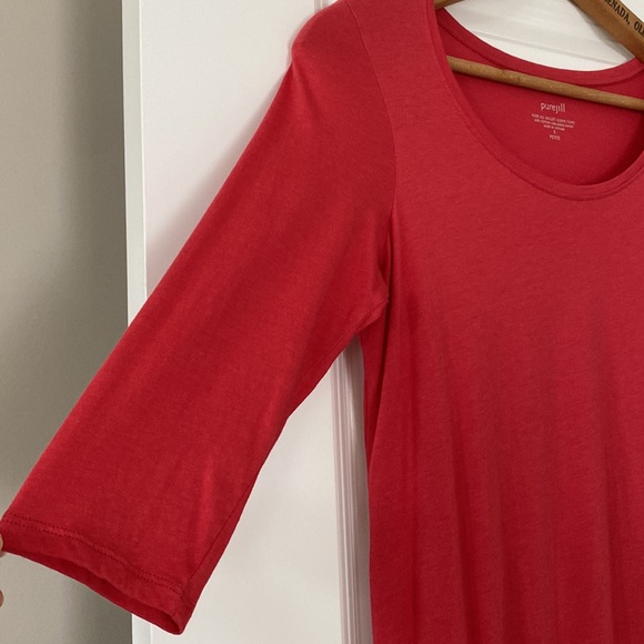 J. Jill Tops Pure Jill Ballet Sleeve Scoop Neck Red Tunic Top